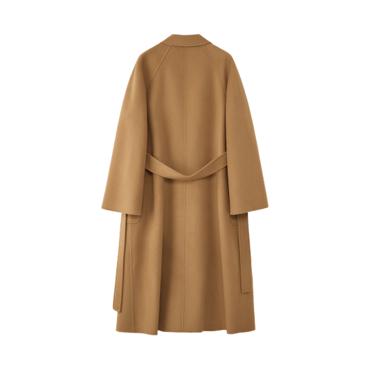 Women's Camel M Labbro Robe - Style Double - faced Cashmere Coat | Long Belted Woolen Jacket - 幽兹
