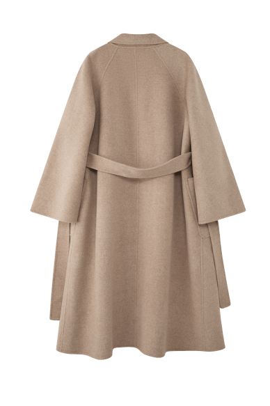 Women's Oat M Labbro Robe - Style Double - faced Cashmere Coat | Long Belted Woolen Jacket - 幽兹