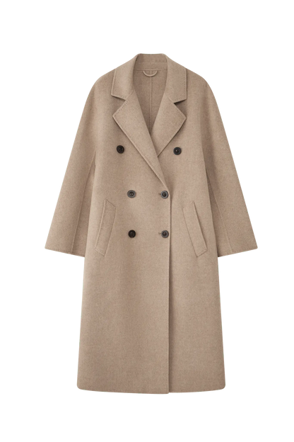 Max801 Khaki Double - faced Cashmere Coat | 2024 Autumn/Winter Long Double - breasted Woolen Jacket - 幽兹