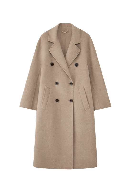 Max801 Khaki Double - faced Cashmere Coat | 2024 Autumn/Winter Long Double - breasted Woolen Jacket - 幽兹