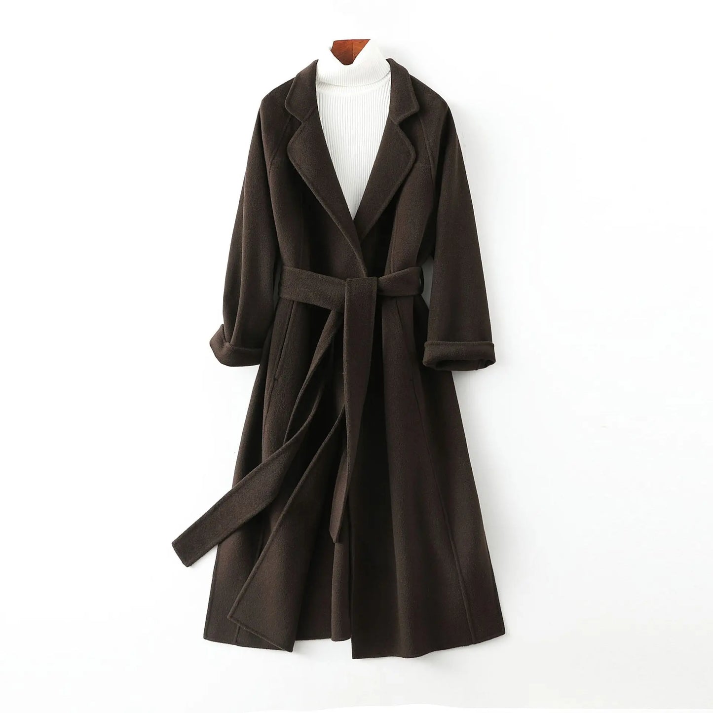 2025 New Women's Double - sided Cashmere Coat, Knee - length Loose Woolen Jacket, High - end Elegance - 幽兹