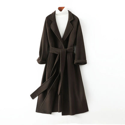 2025 New Women's Double - sided Cashmere Coat, Knee - length Loose Woolen Jacket, High - end Elegance - 幽兹
