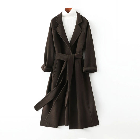 2025 New Women's Double - sided Cashmere Coat, Knee - length Loose Woolen Jacket, High - end Elegance - 幽兹