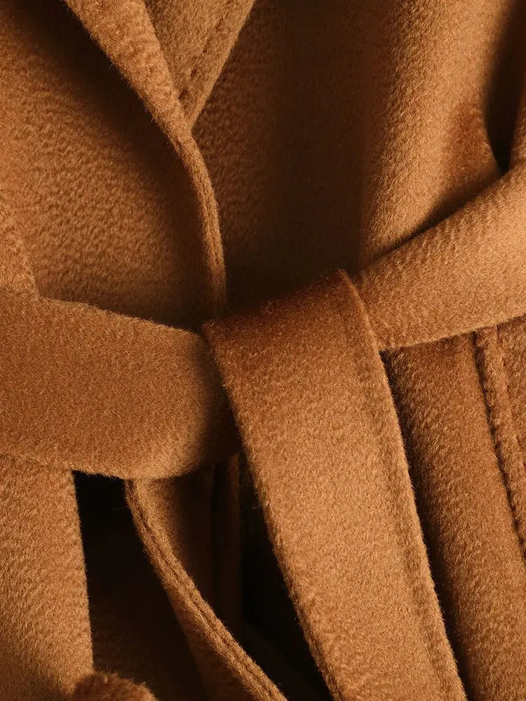 2025 New Women's Double - faced Wool Coat | Water - wave Pattern, Knee - length - 幽兹