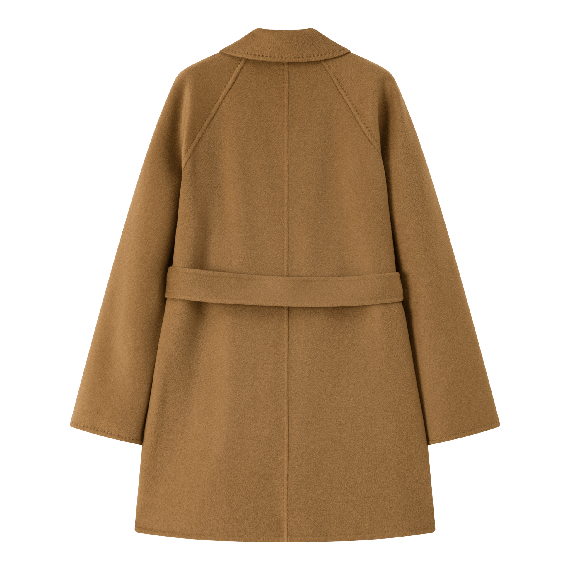 Women's Camel Mid - length Robe - style Double - faced Wool Coat | Petite - Friendly, High - end Elegance - 幽兹